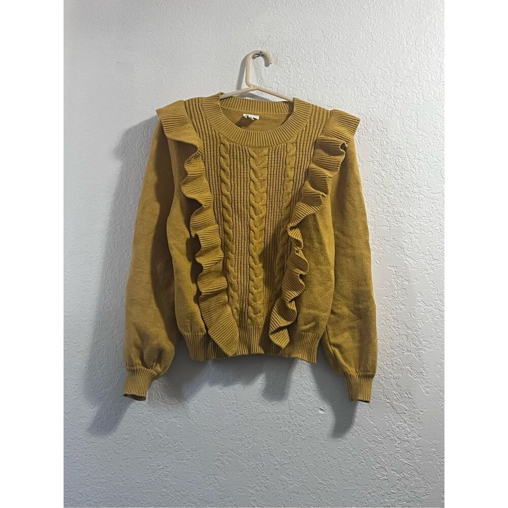 dRA Los Angeles Yellow Ruffle Chic Sweater M